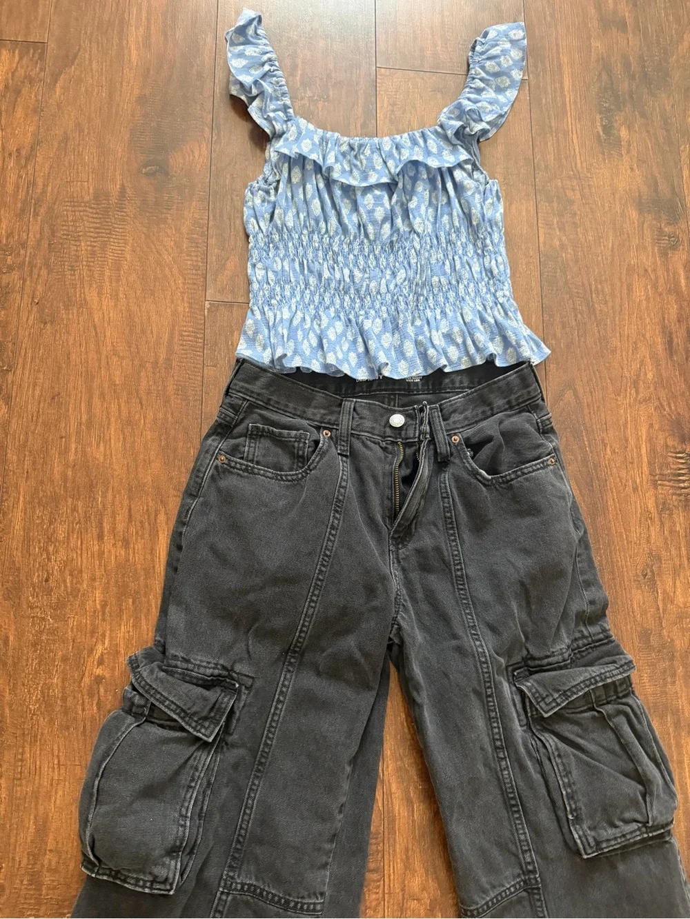$12 for both girl  outfit- Top (xs) in women and bottom size 16 in girls